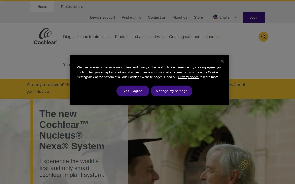 Homepage of Cochlear Americas Corporation