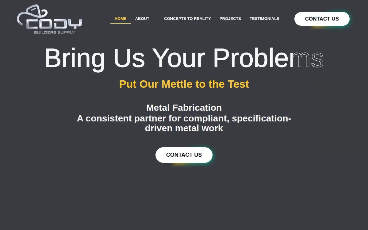 Homepage of Cody Builders Supply Steel Group, L.l.c