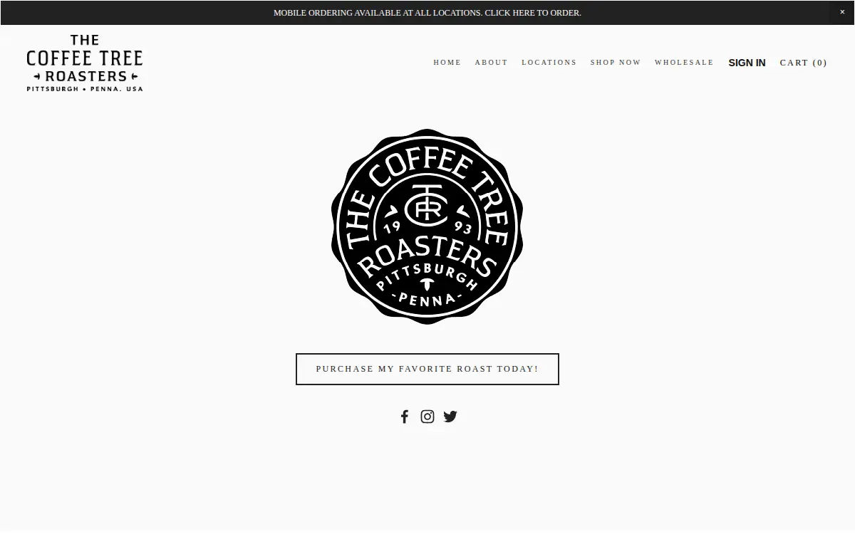 Homepage of The Coffee Tree Roasters Corporation