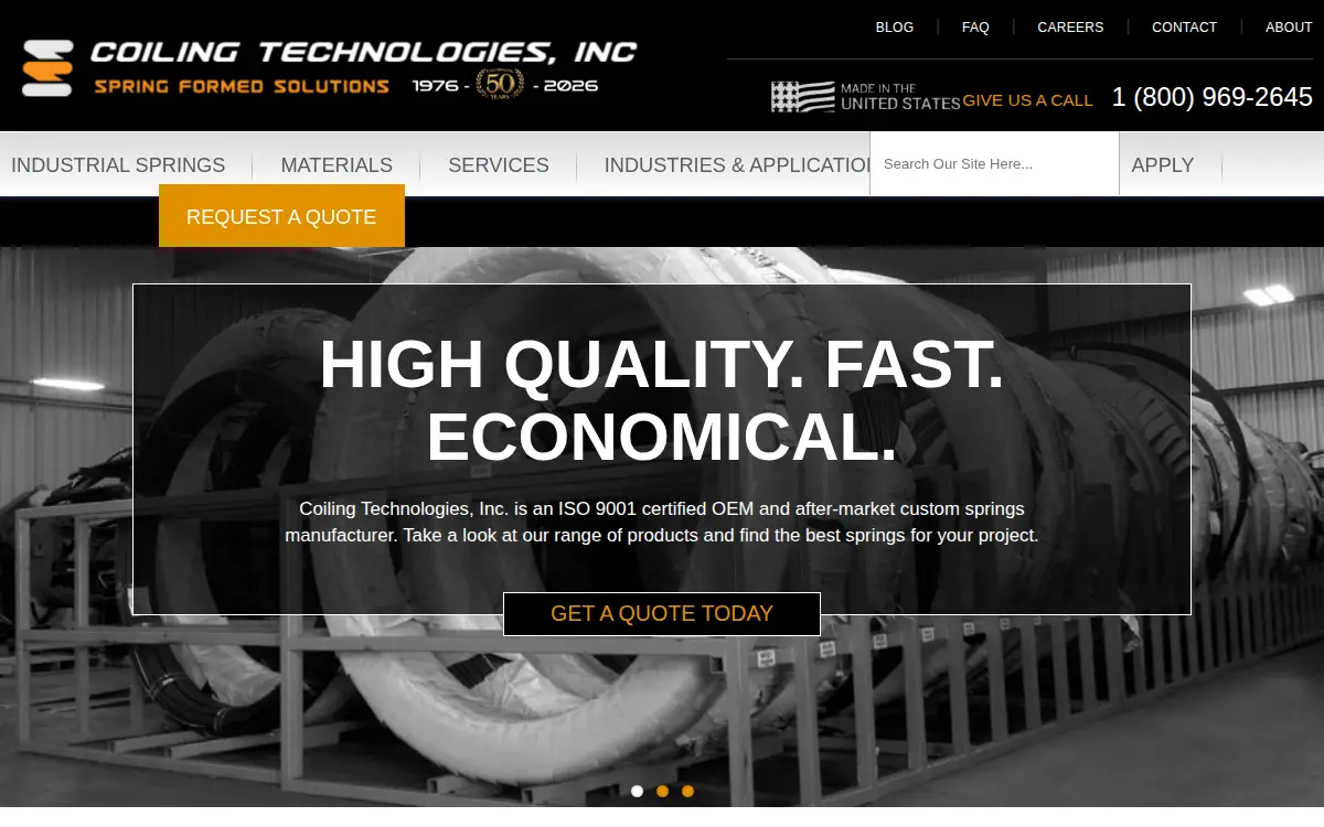 Homepage of Coiling Technologies, INC.