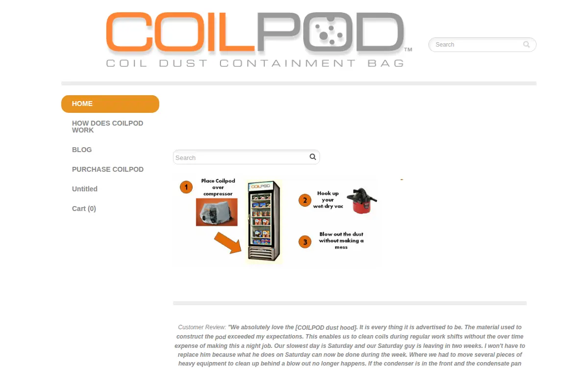 Homepage of Coilpod LLC