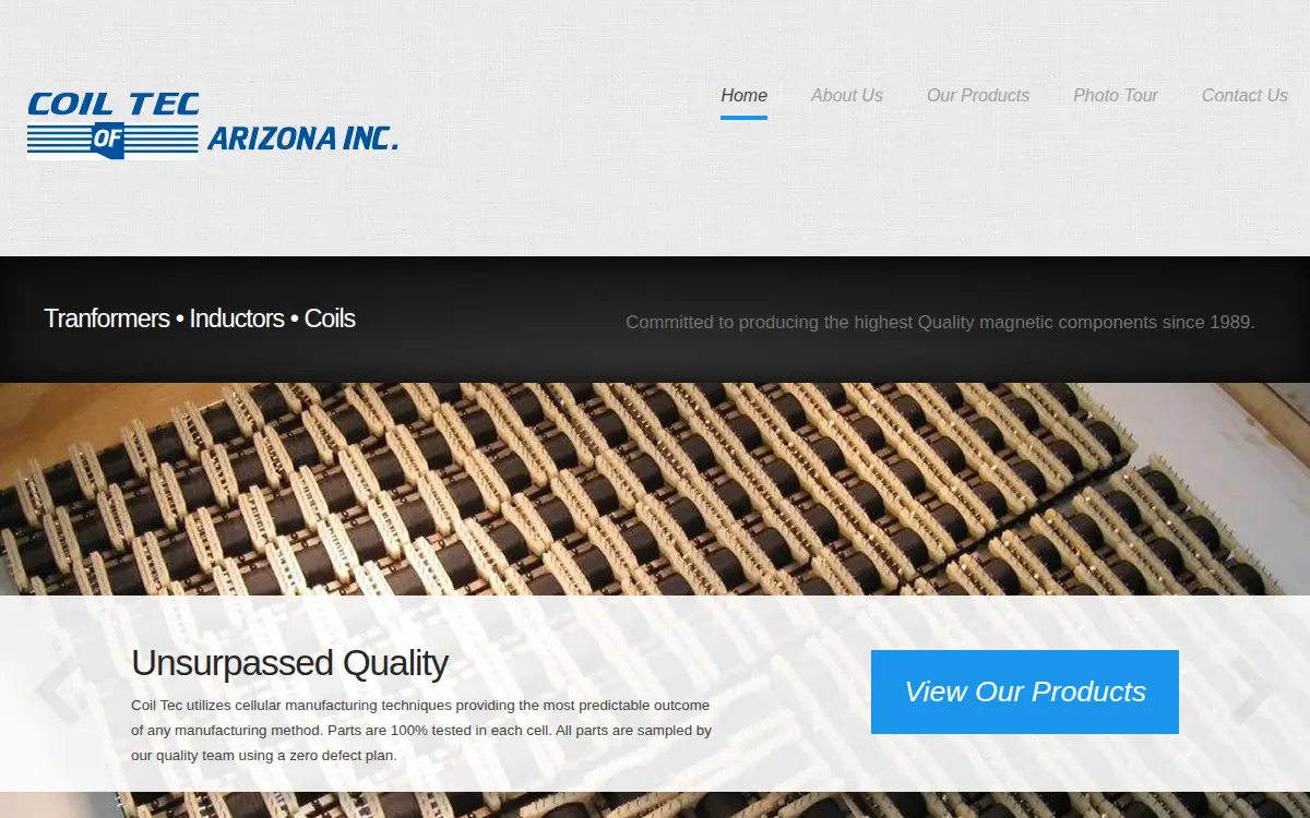 Homepage of Coil Tec of Arizona, INC