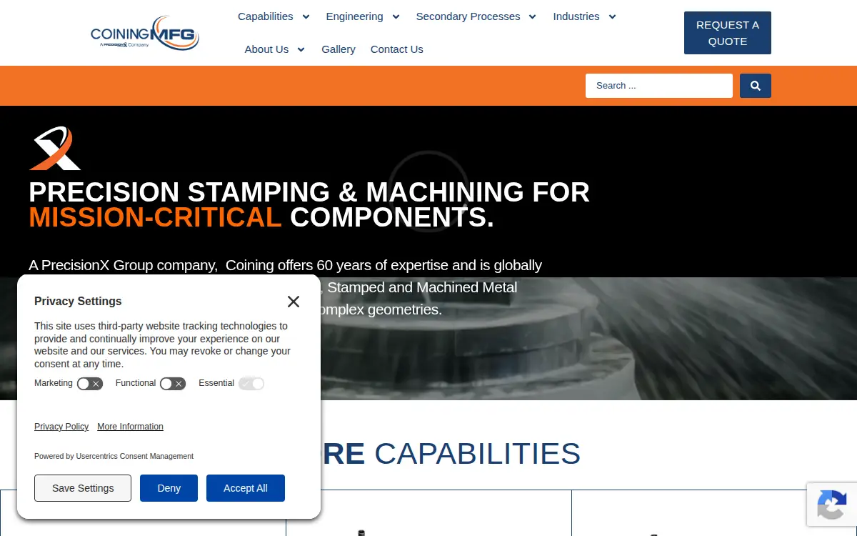 Homepage of Coining Mfg LLC