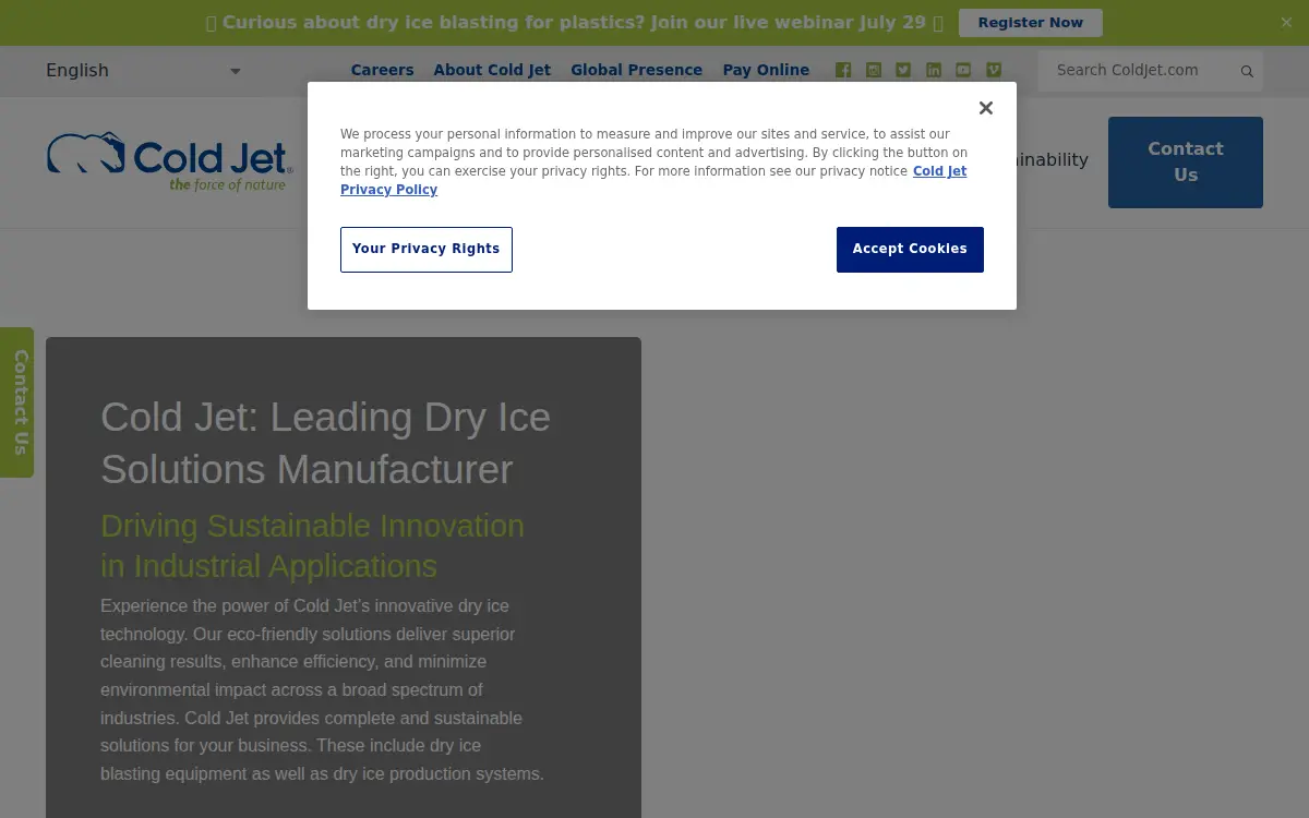 Homepage of Cold Jet, LLC