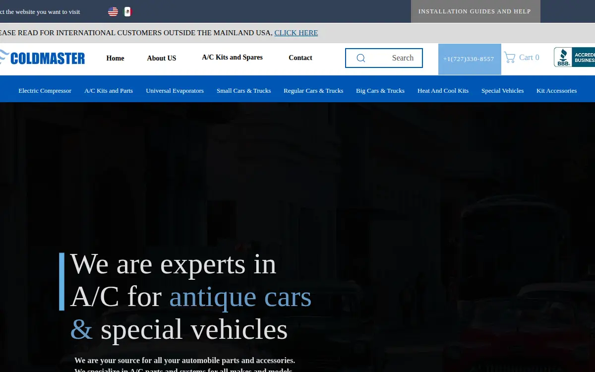 Homepage of Coldmaster, INC.