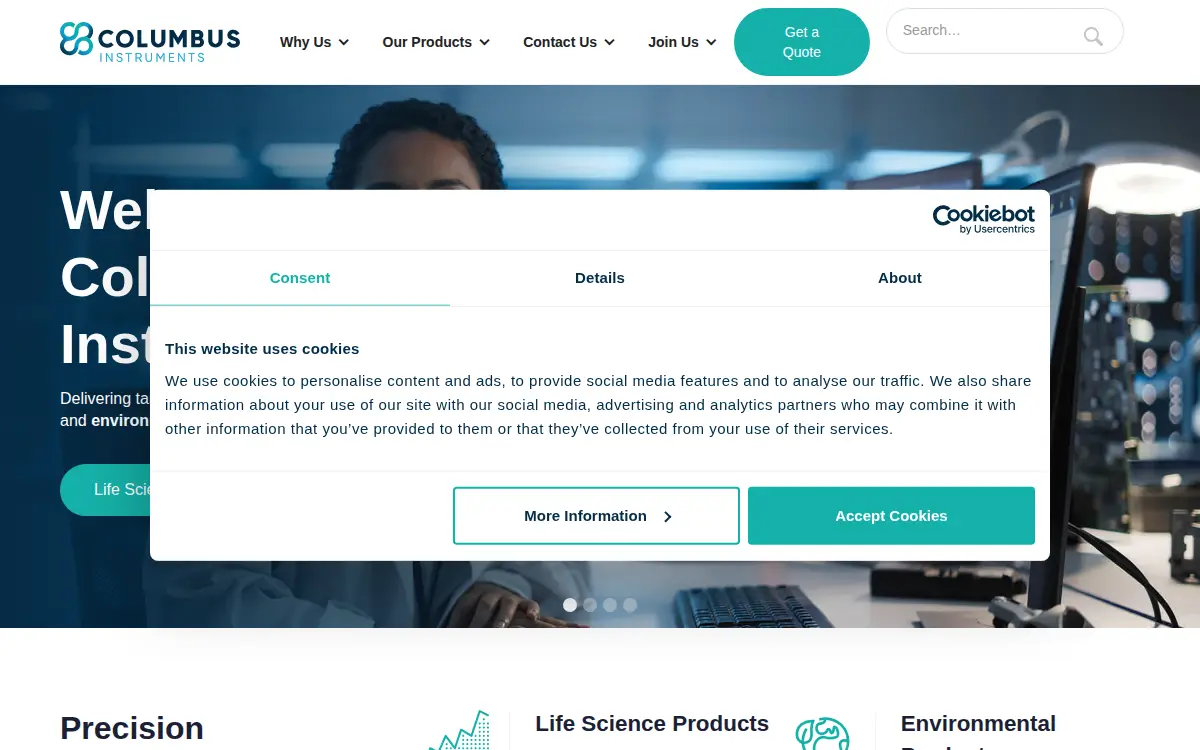 Homepage of Columbus Instruments, LLC