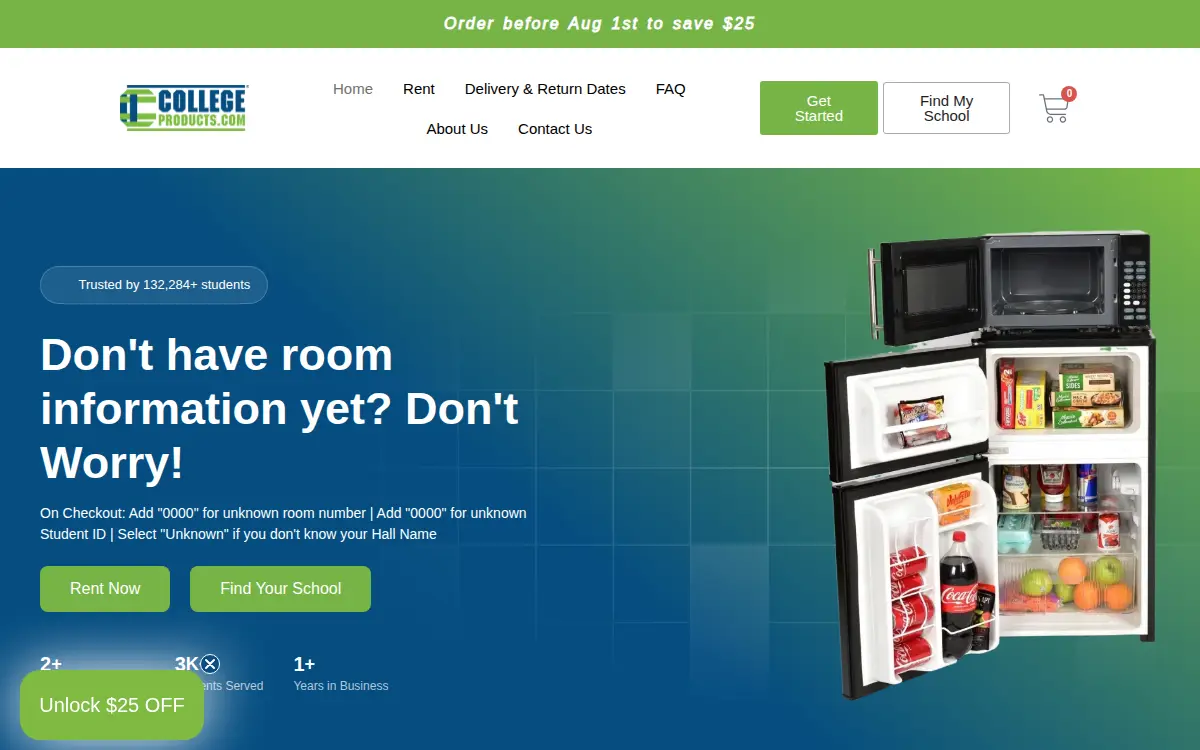 Homepage of College Products, INC.