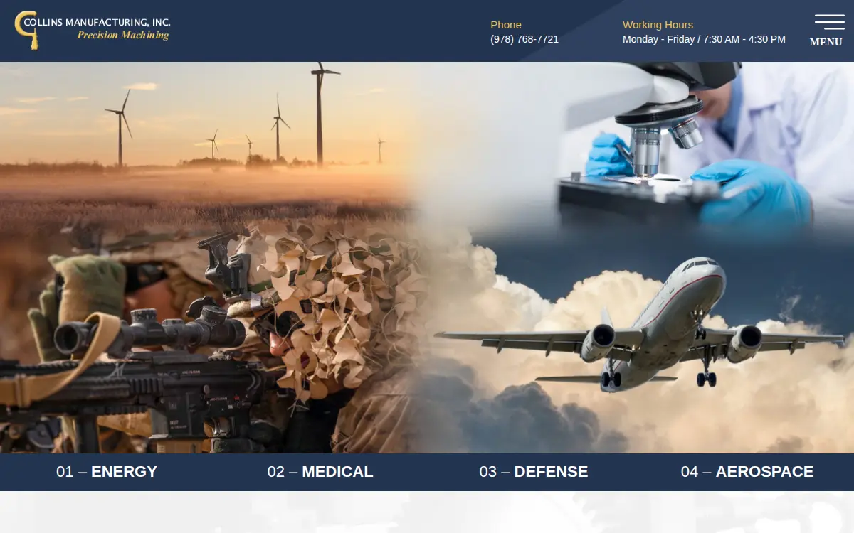 Homepage of Collins Manufacturing, INC.