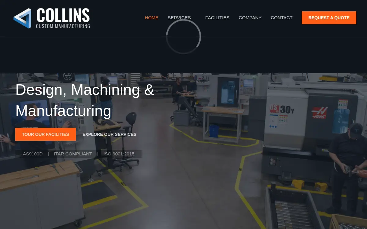 Homepage of Collins Custom Manufacturing LLC