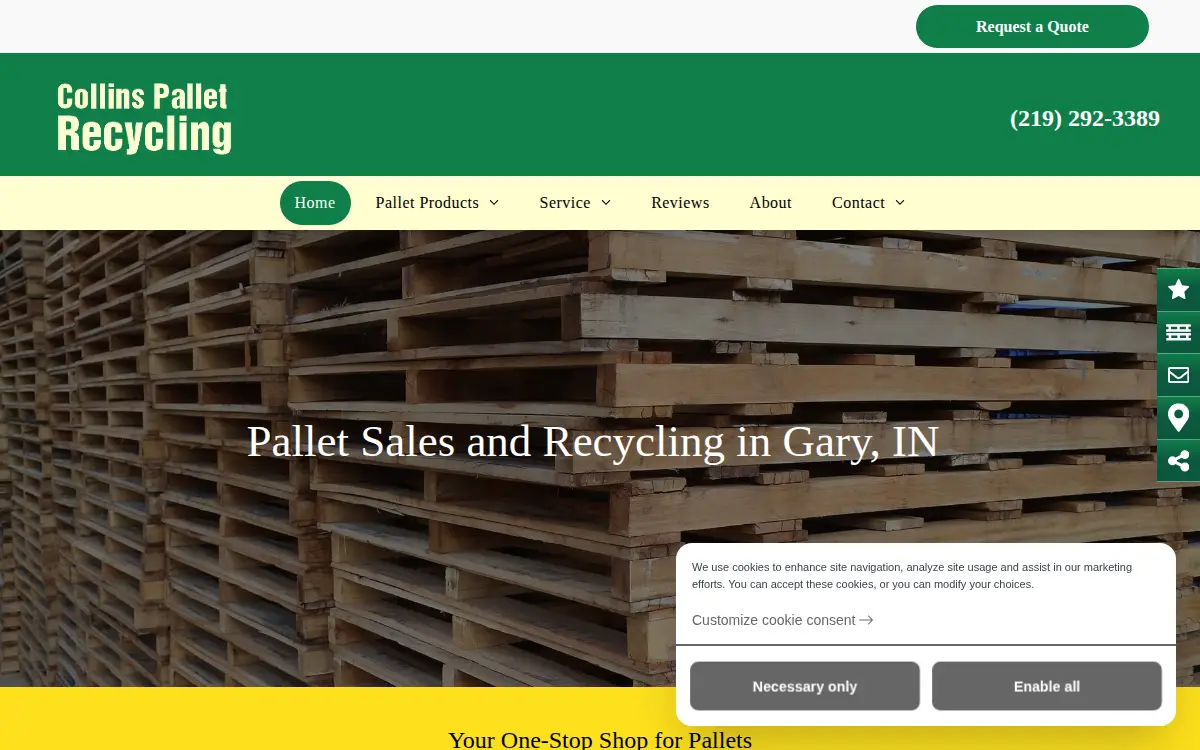 Homepage of Collins Pallet LLC