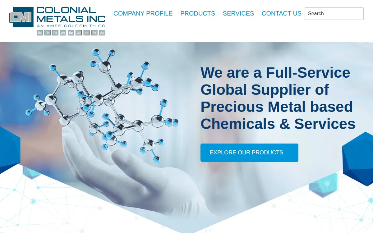 Homepage of Colonial Metals, INC