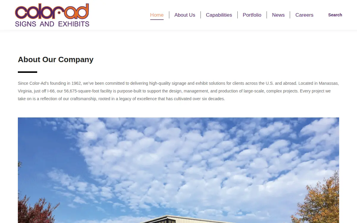 Homepage of Color-ad, INC.