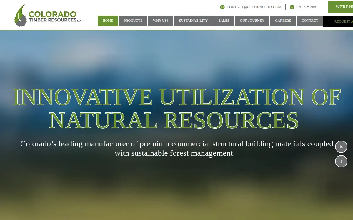 Homepage of Colorado Timber Resources LLC