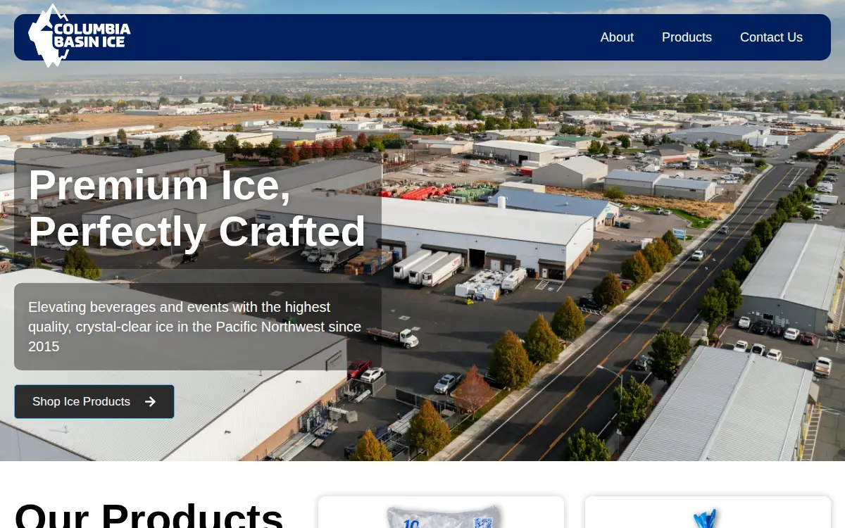 Homepage of Columbia Basin Ice, LLC