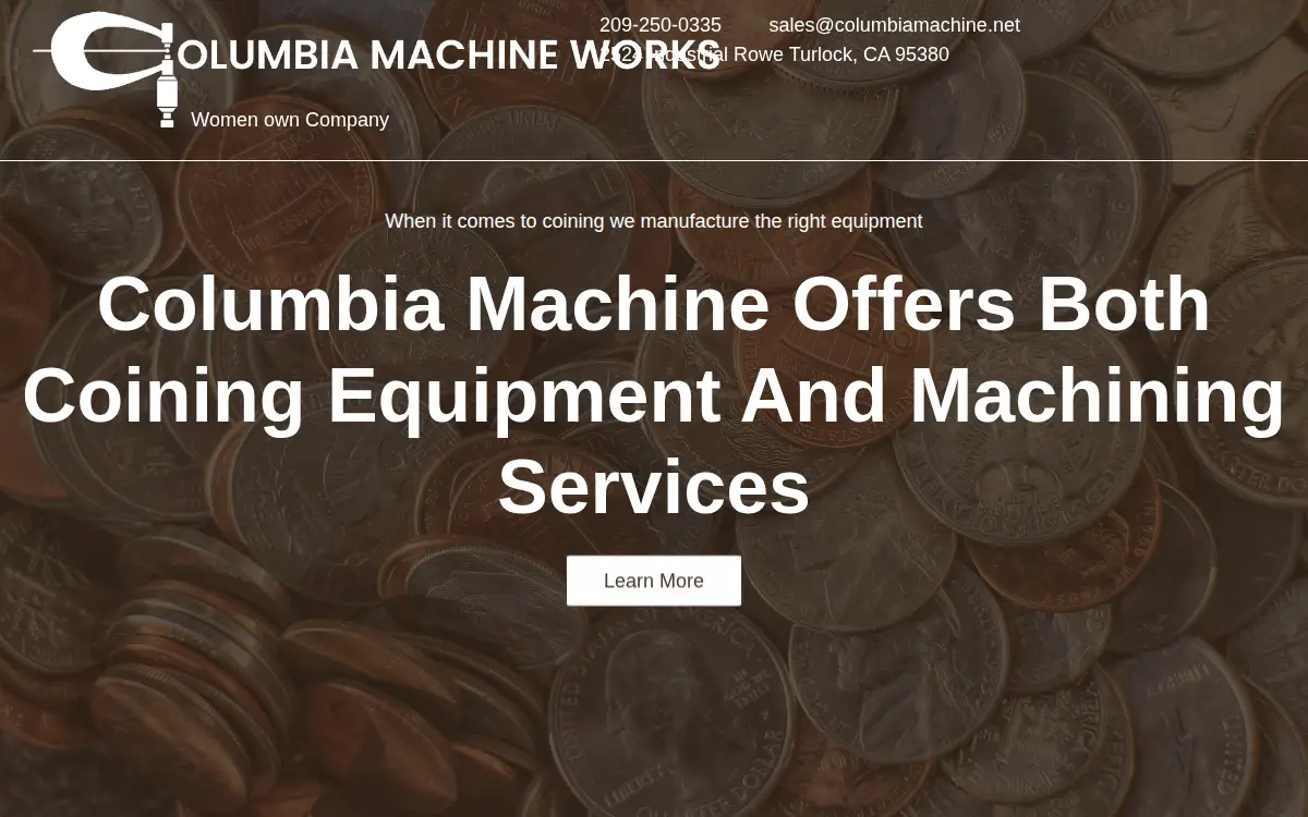 Homepage of Columbia Machine Works, INC.