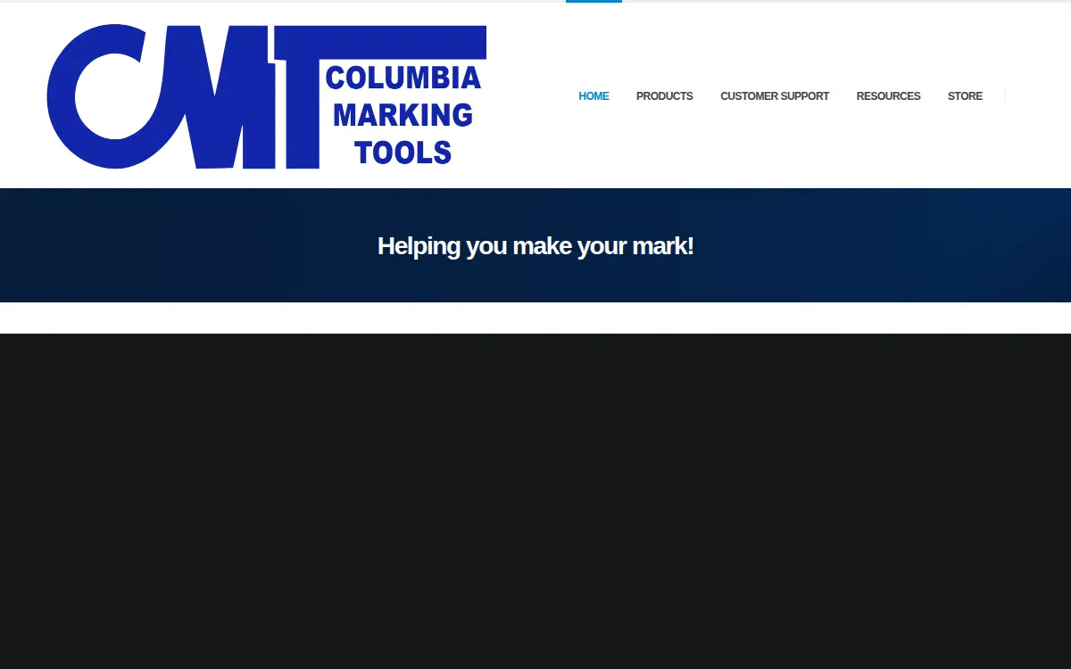 Homepage of Columbia Marking Tools, INC.