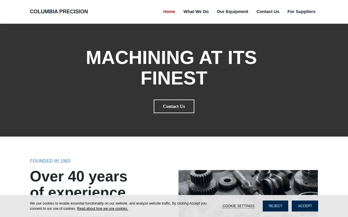 Homepage of Columbia Precision Machine CORP
