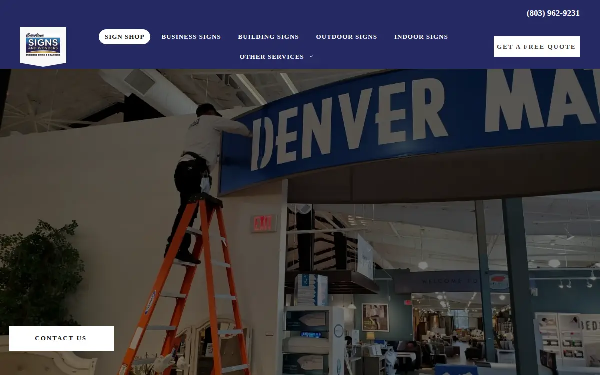 Homepage of South Carolina Signs and Wonders LLC