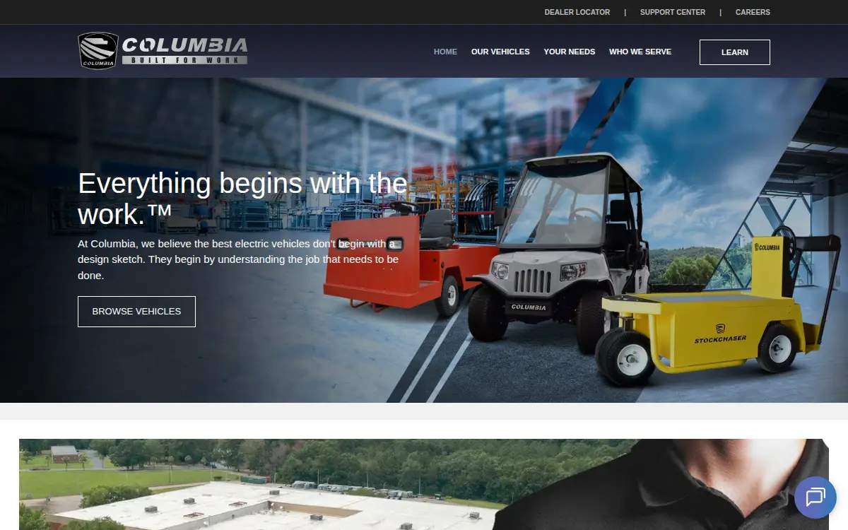 Homepage of Columbia Vehicle Group INC