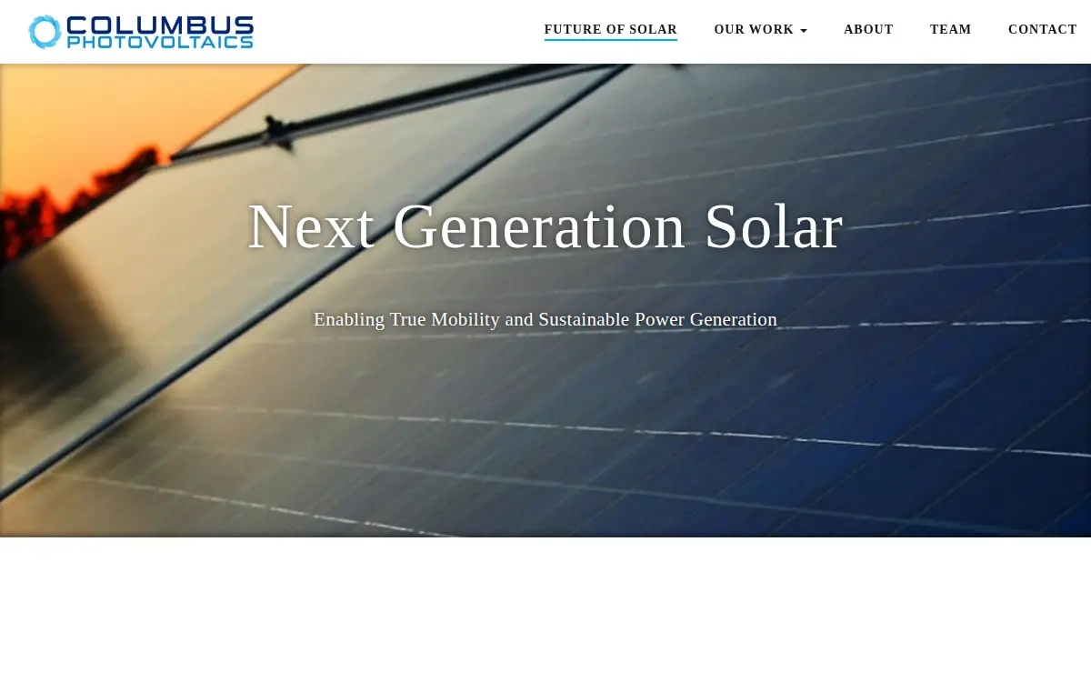 Homepage of Columbus Photovoltaics LLC