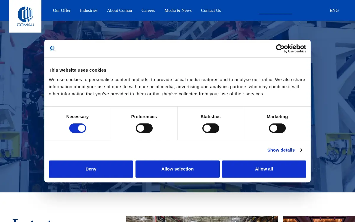 Homepage of Comau LLC