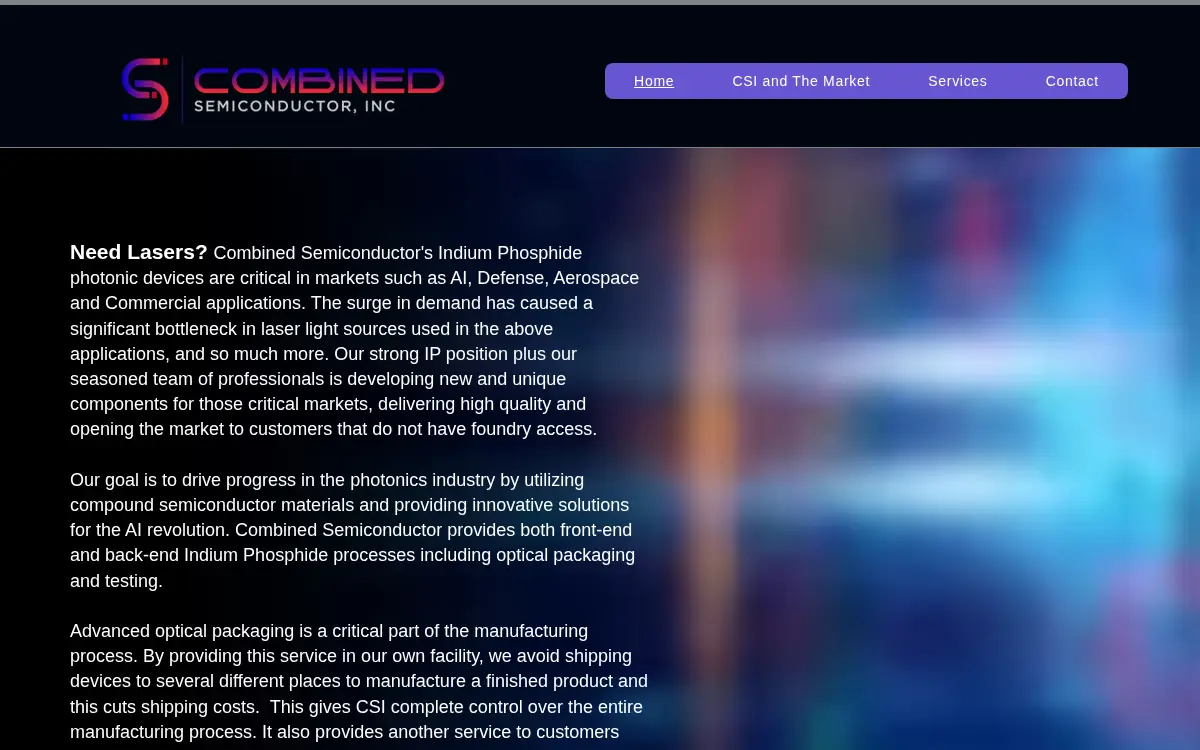 Homepage of Combined Semiconductor, INC.