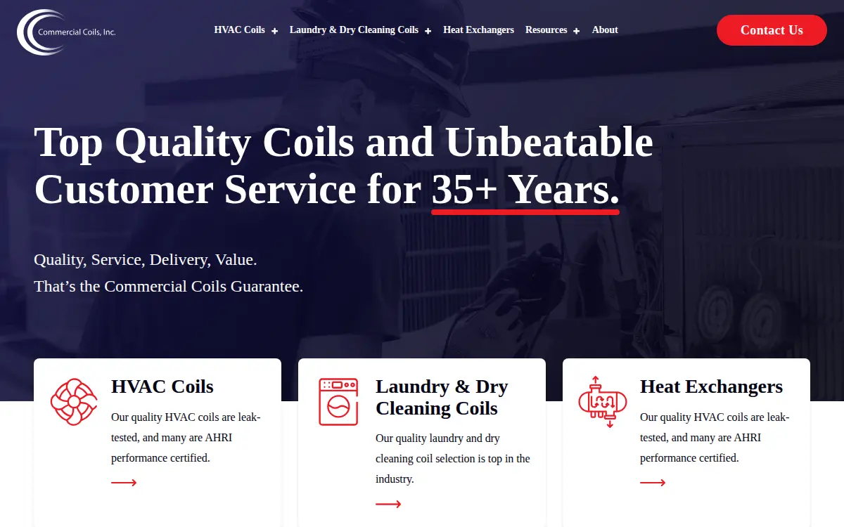 Homepage of Commercial Coils INC
