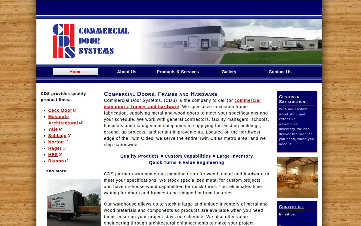 Homepage of Commercial Door Systems, LLC