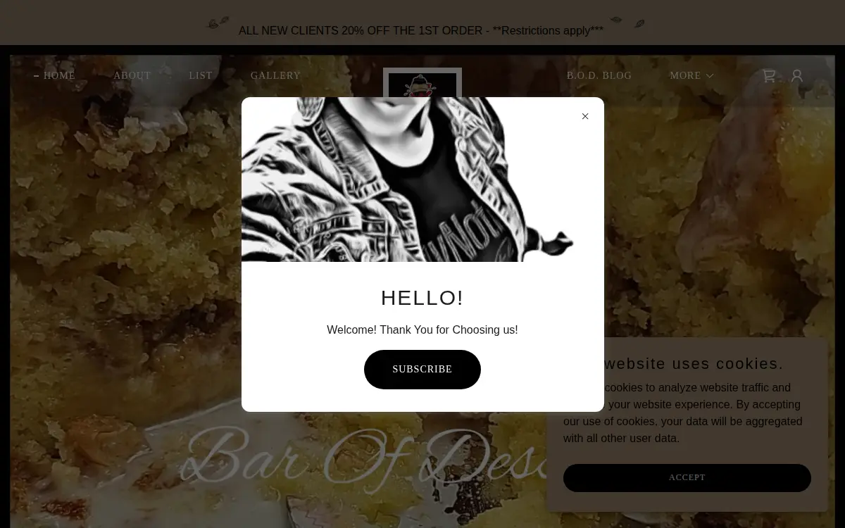 Homepage of Bar of Desserts Limited Liability CO