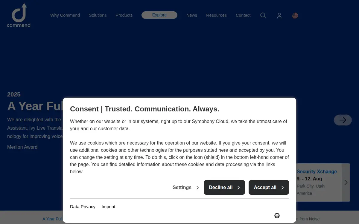 Homepage of Commend INC
