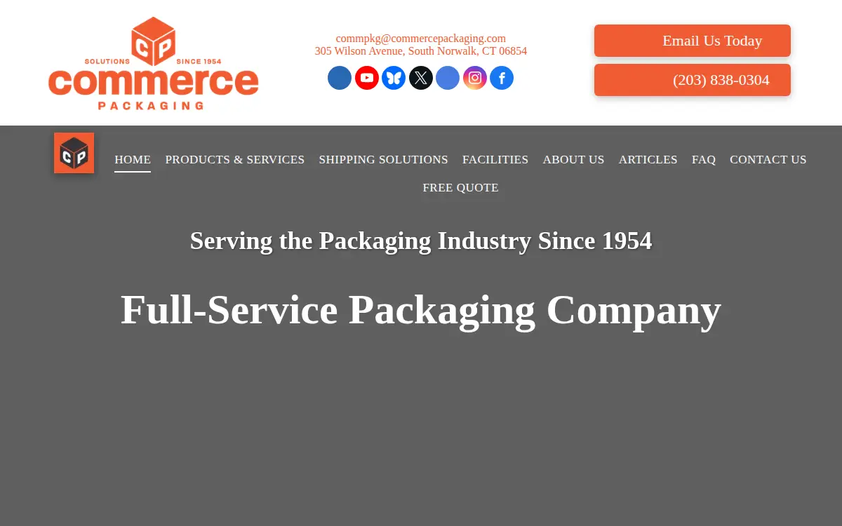 Homepage of Commerce Packaging CORP.
