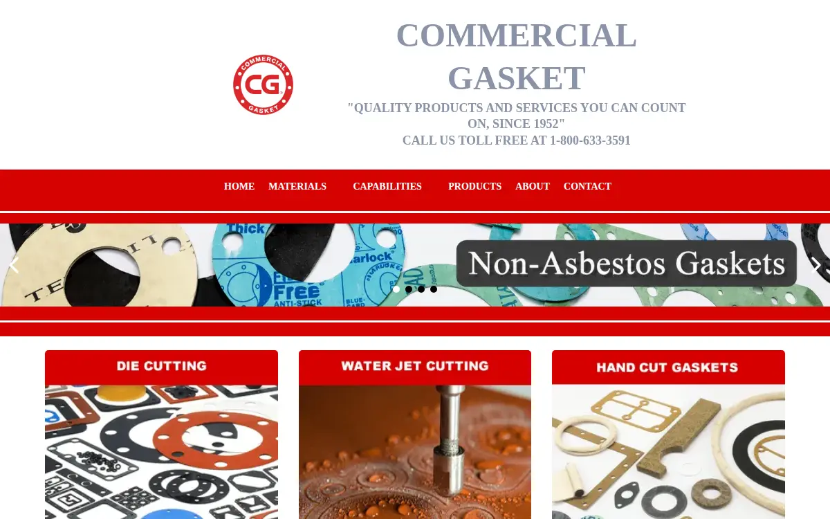 Homepage of Commercial Gasket & Packing Company