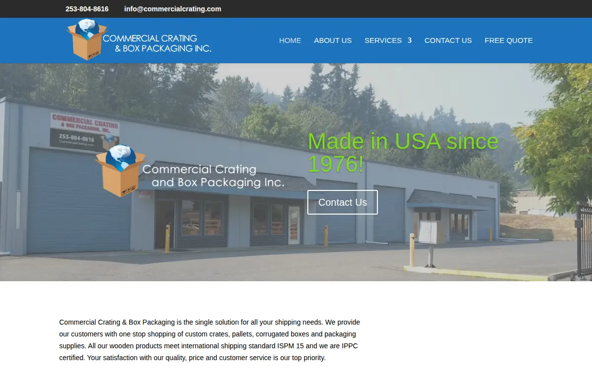 Homepage of Commercial Crating & Box Packaging INC