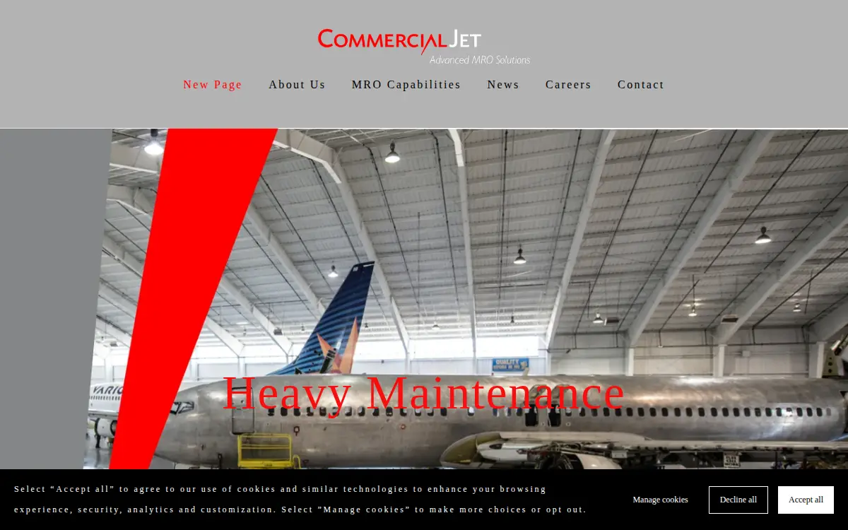 Homepage of Commercial Jet INC