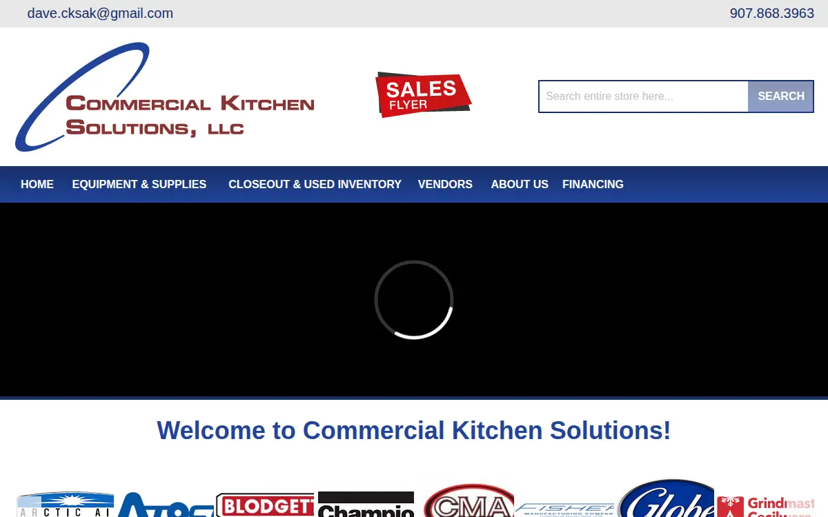 Homepage of Commercial Kitchen Solutions, LLC