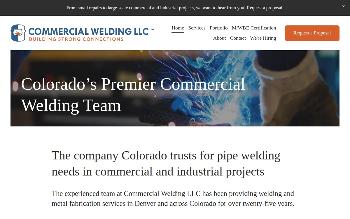 Homepage of Commercial Welding LLC