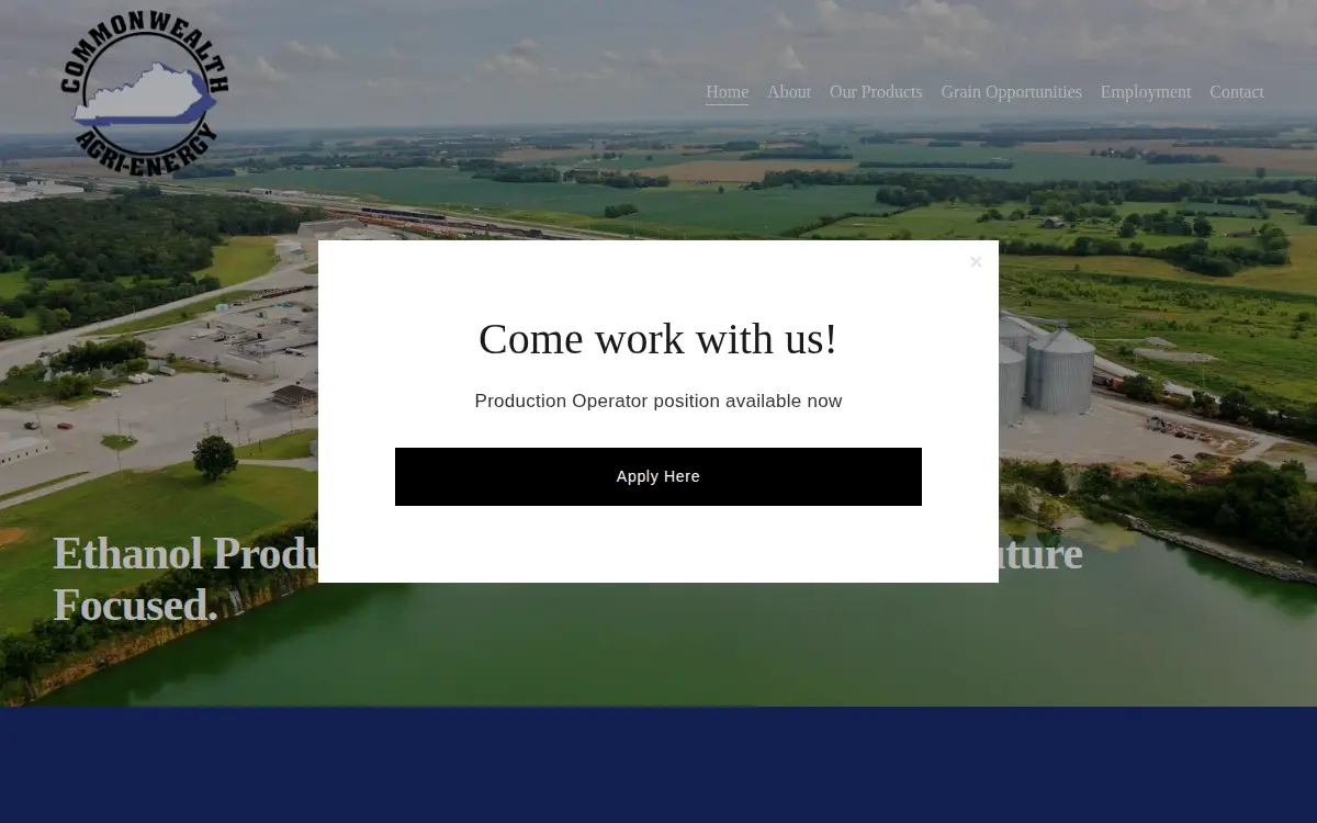 Homepage of Commonwealth Agri-energy, LLC