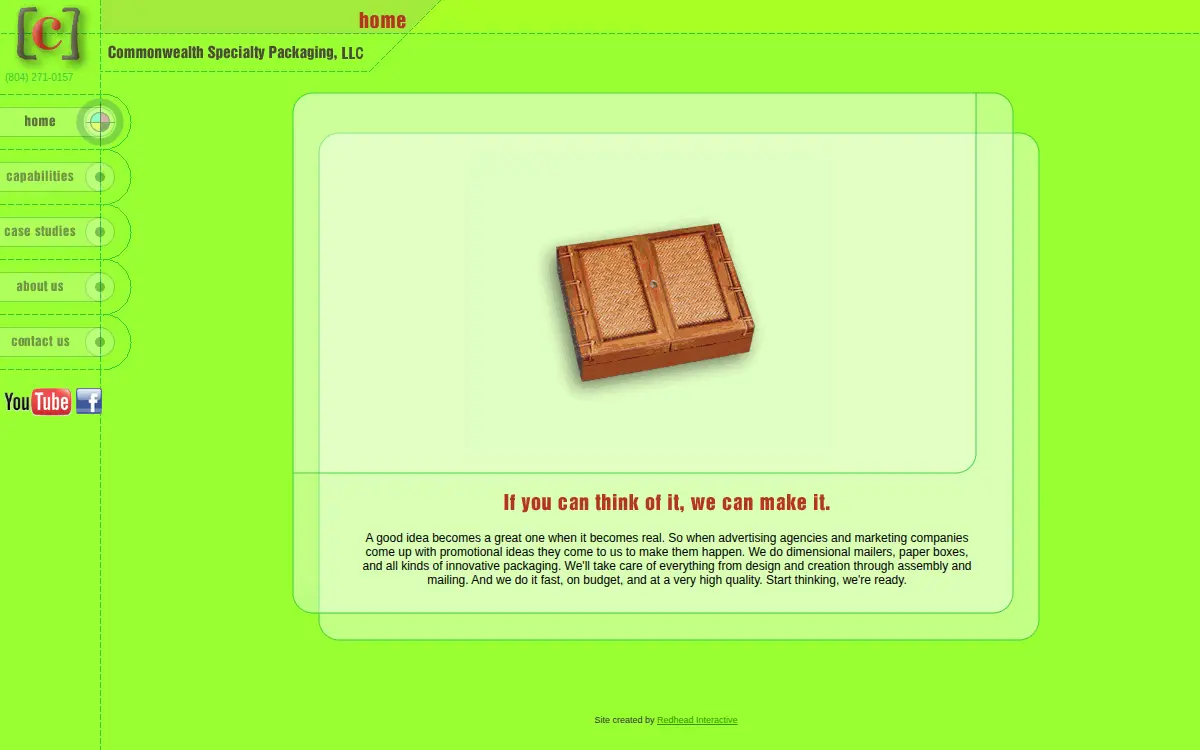 Homepage of Commonwealth Specialty Packaging, LLC