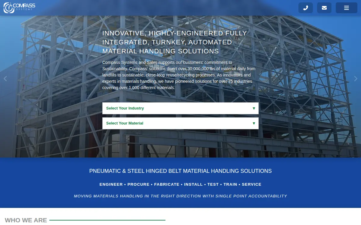 Homepage of Compass Systems & Sales LLC