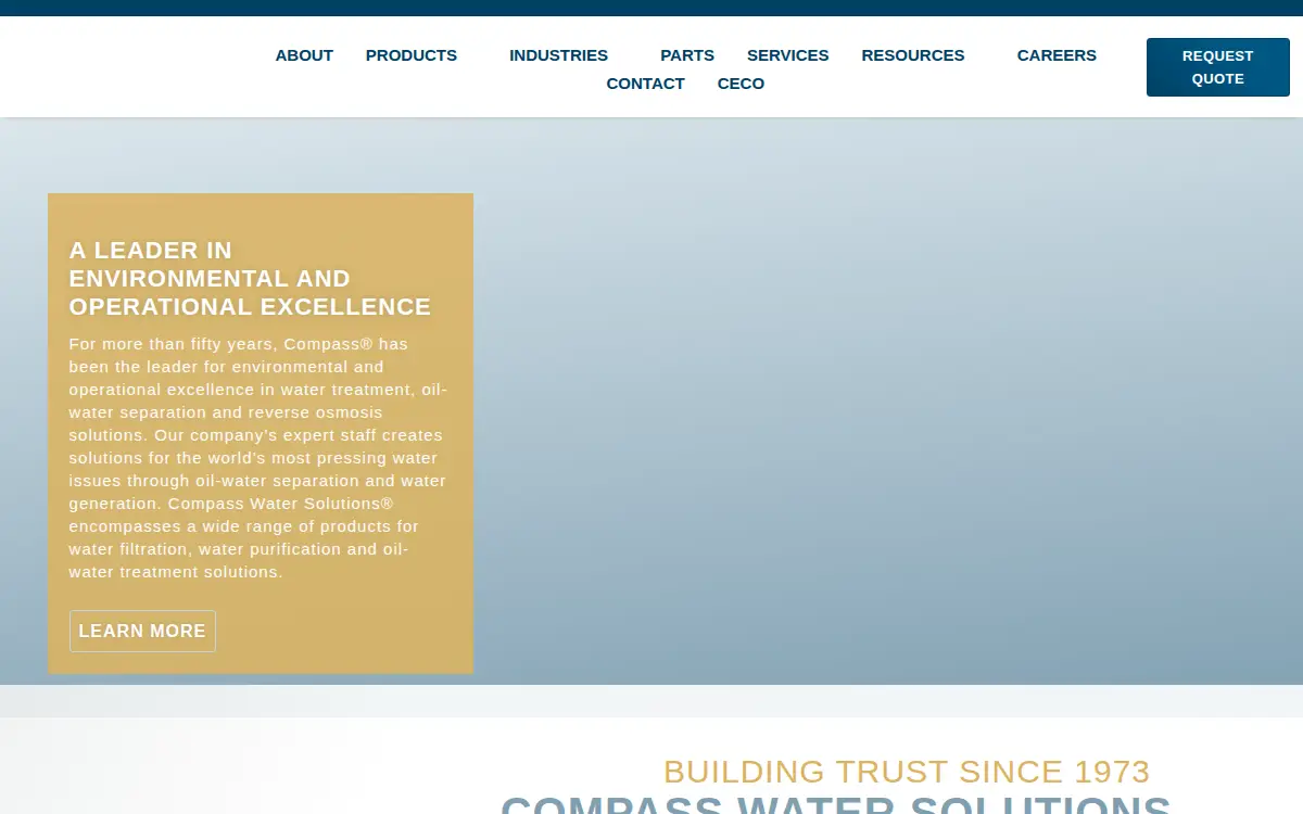 Homepage of Compass Water Solutions, INC