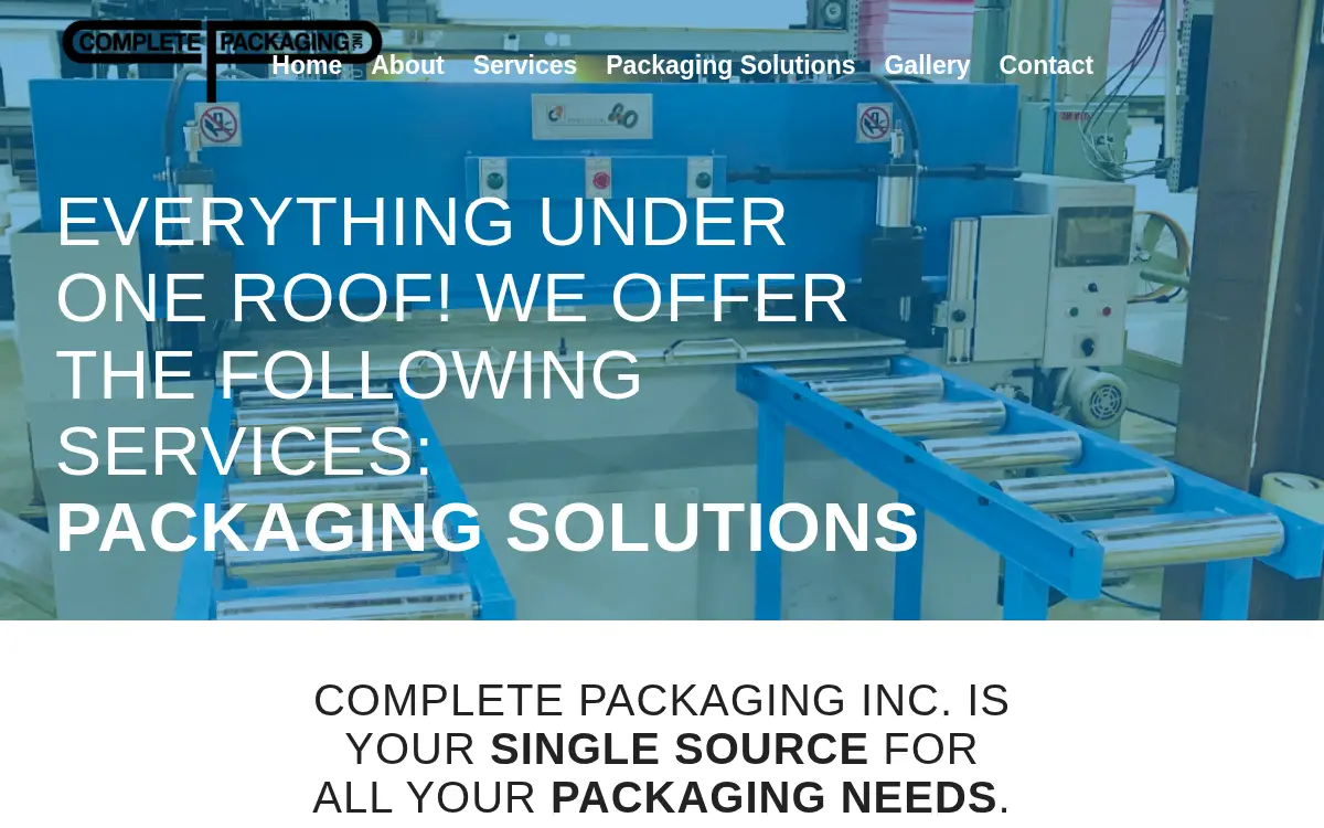 Homepage of Complete Packaging, INC.