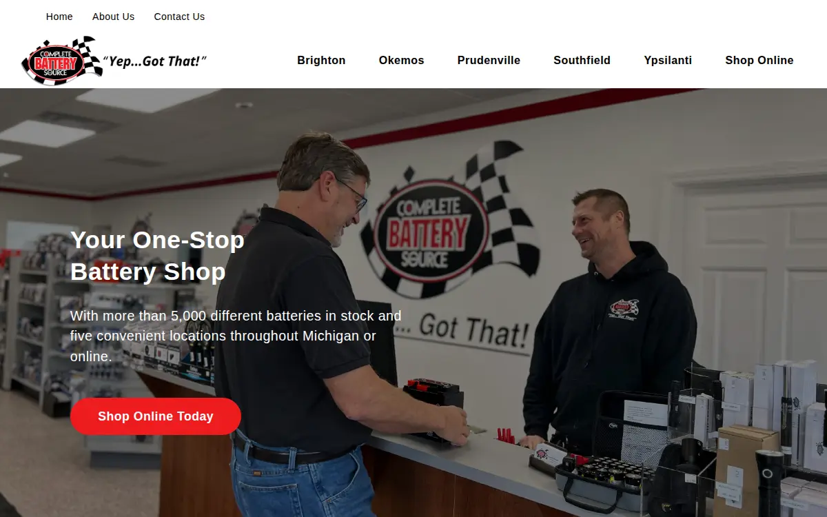 Homepage of Complete Battery Source, INC