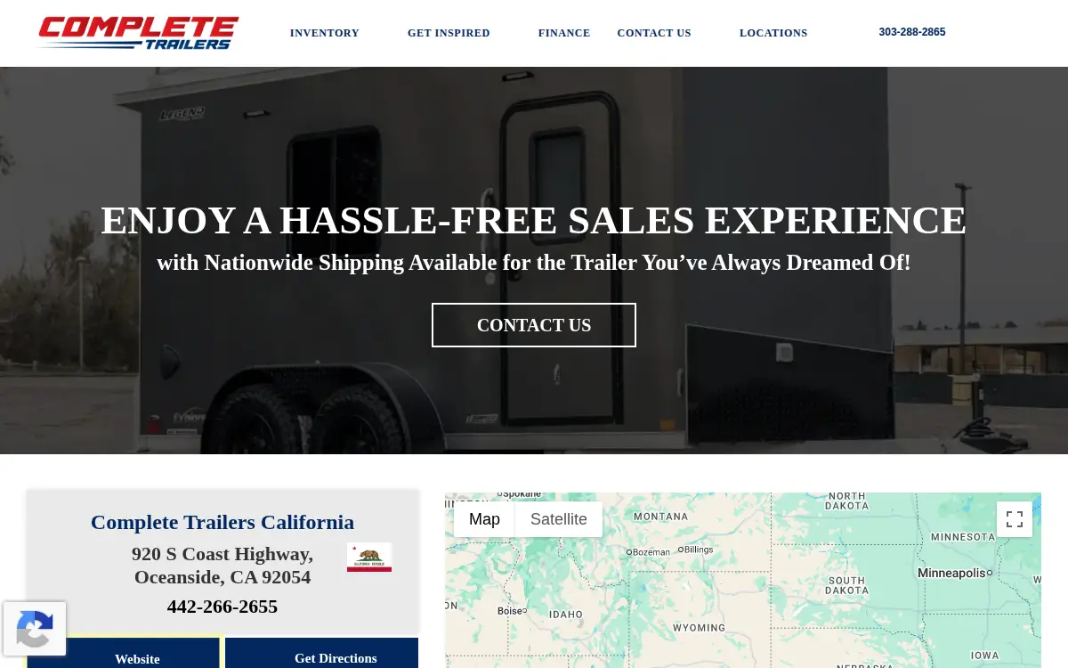 Homepage of Complete Trailers LLC