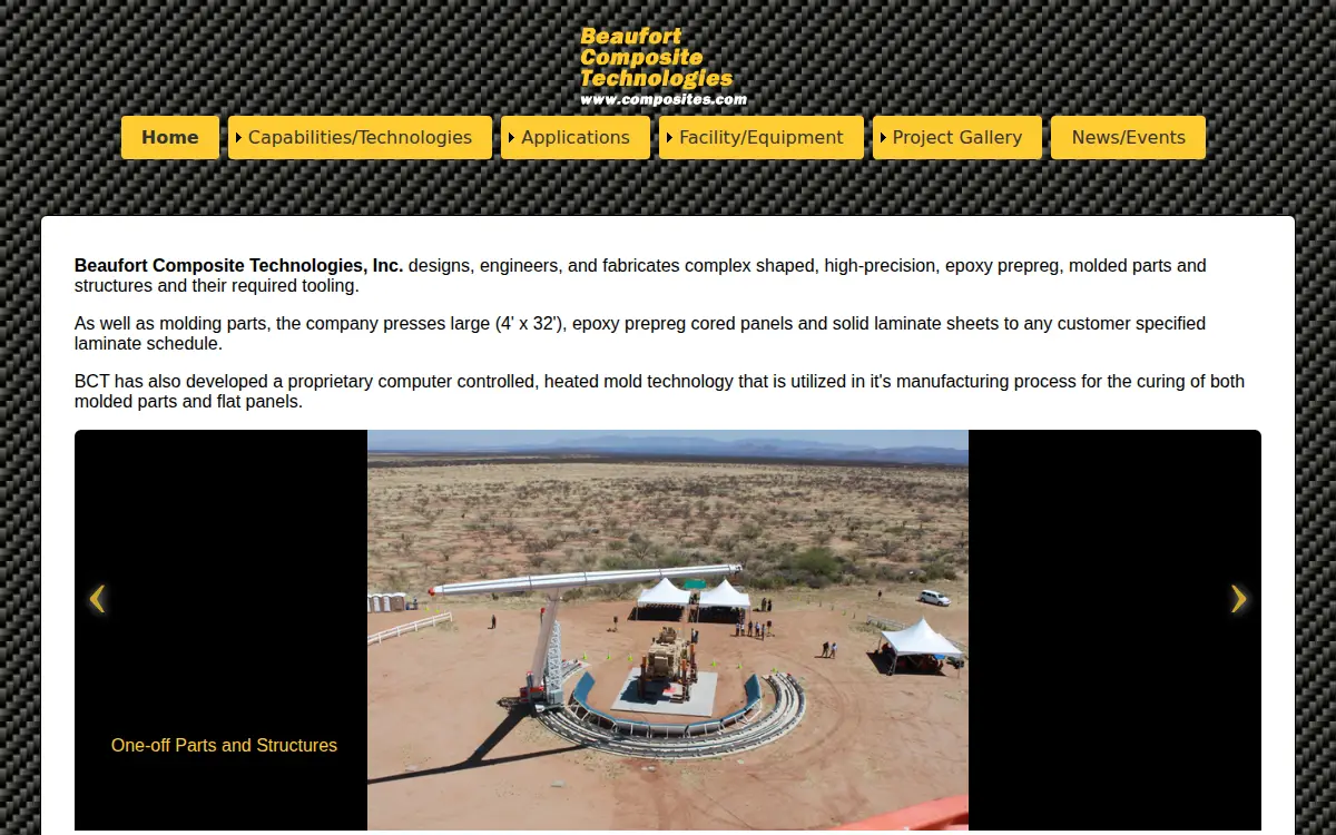 Homepage of Beaufort Composite Technologies, INC.