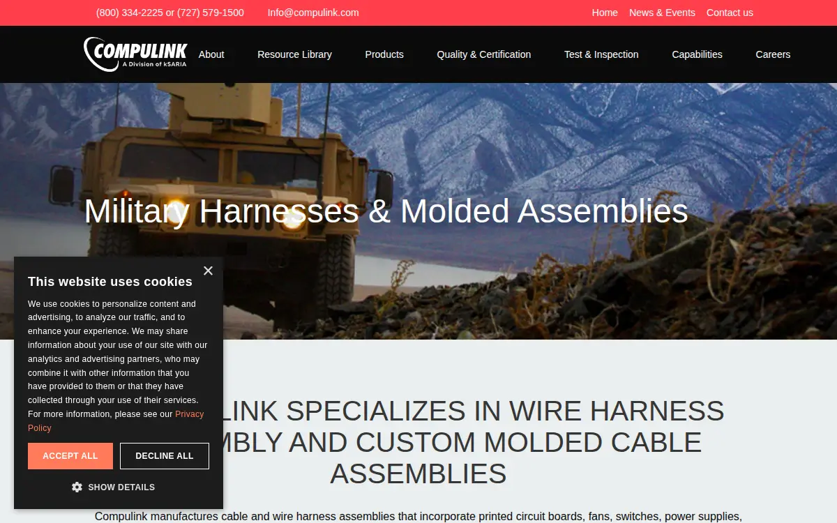 Homepage of Compulink Cable Assemblies of Florida, INC.