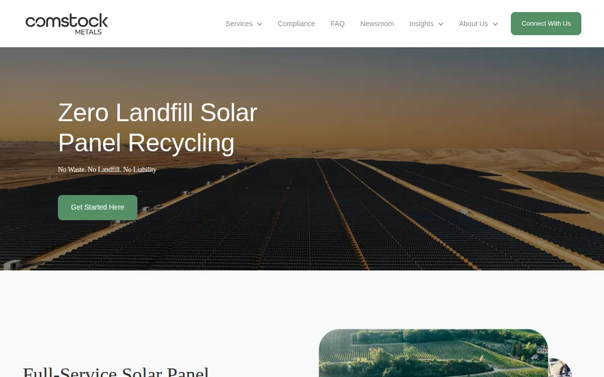 Homepage of Comstock Metals LLC