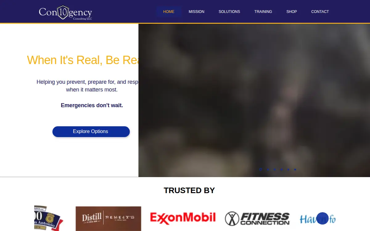 Homepage of Con10gency Consulting, LLC