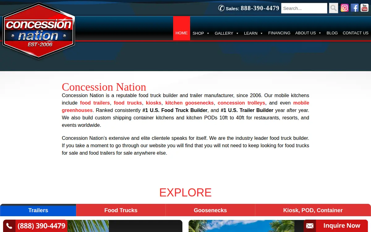 Homepage of Concession Nation, INC