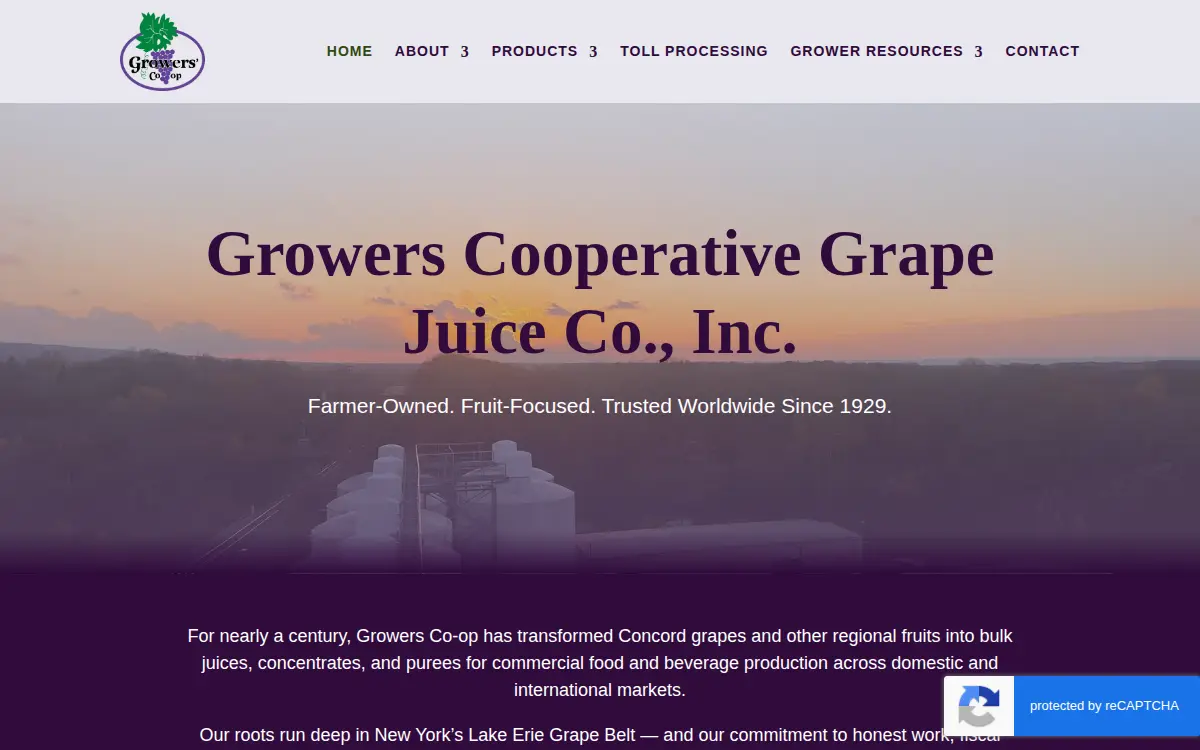 Homepage of Growers Co-operative Grape Juice Company, INC.