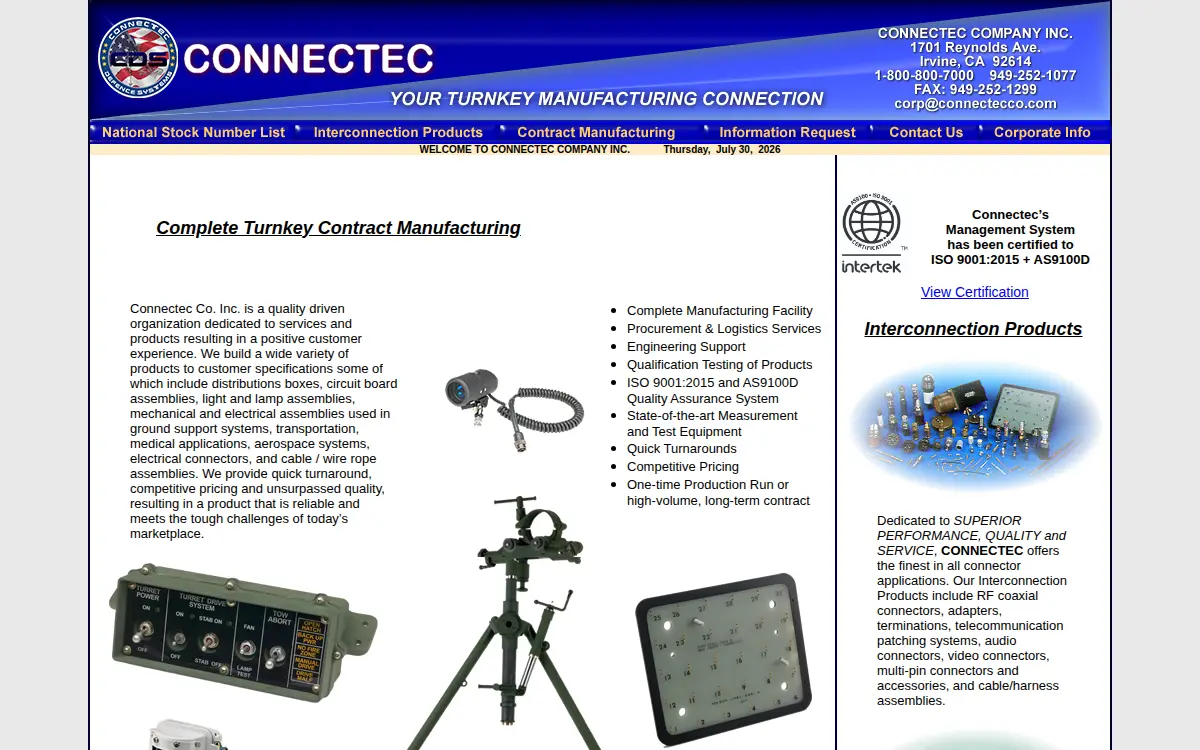 Homepage of Connectec Company, INC.